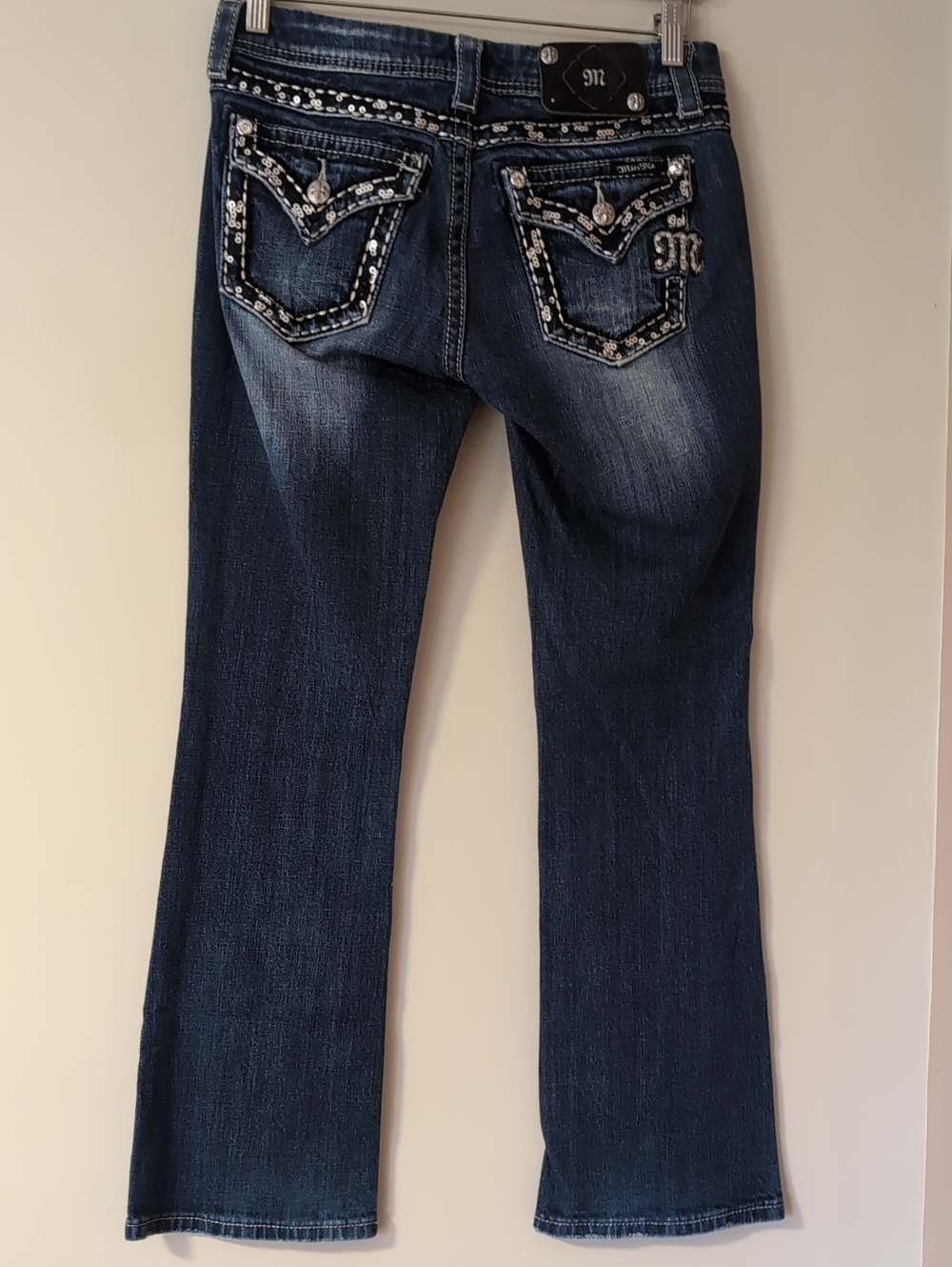 Vintage Miss Me Y2K Low-Rise Bootcut Crystal Embellished Denim Jeans Size 26